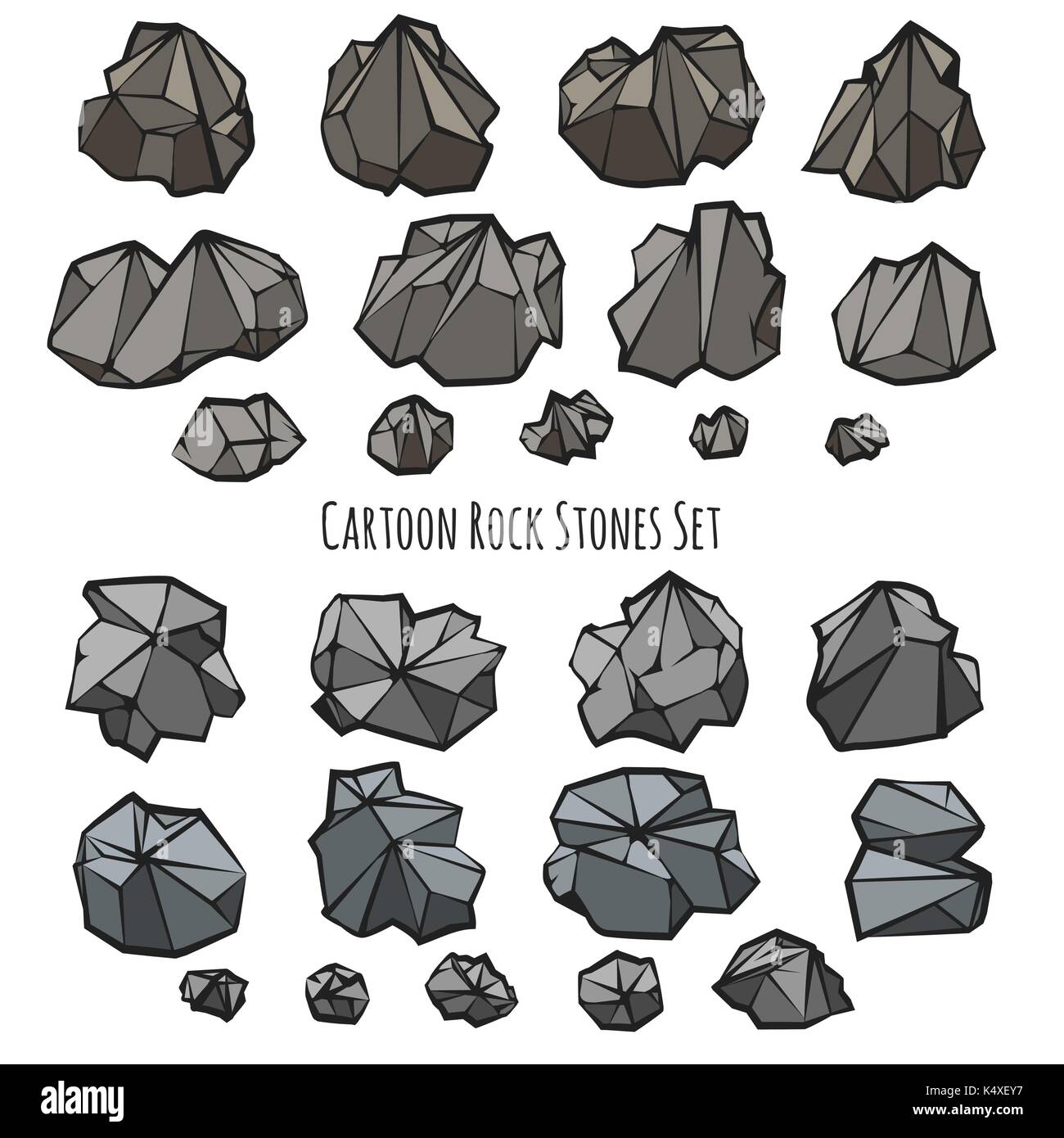 Ensemble de pierres rock sharp dessiné dans un style de dessin animé. Vector illustration Illustration de Vecteur