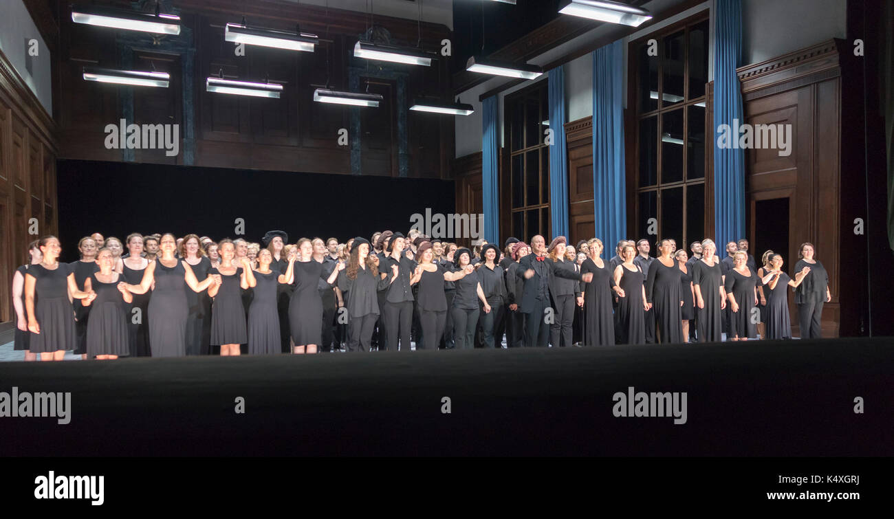 Curtain Call à Die Meistersinger, Opera Festival de Bayreuth 2017, Bavière, Allemagne Banque D'Images