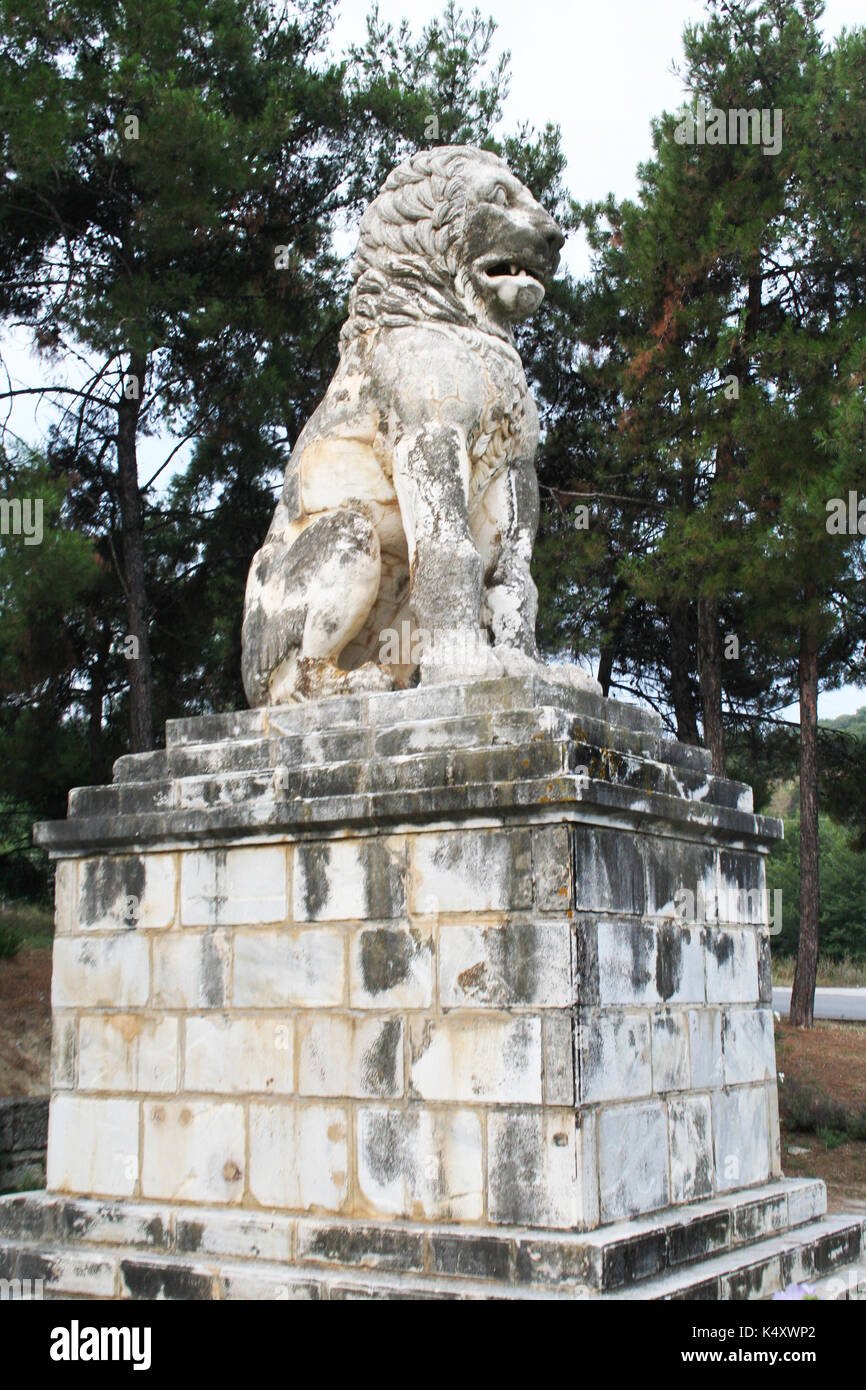 Lion d'Amphipolis. Un monument funéraire du 4e siècle de la Colombie-Britannique, érigé en l'honneur de l'amiral Laomedon de Lesbos, un compagnon dévoué d'Alexandre le Grand Banque D'Images