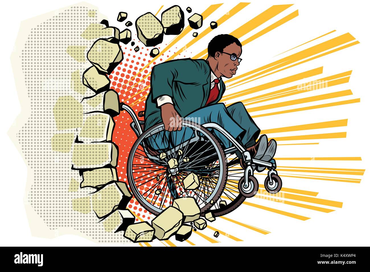 African businessman dans un fauteuil roulant. Handicap et santé Illustration de Vecteur