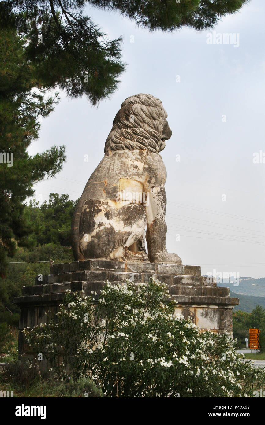Lion d'Amphipolis. Un monument funéraire du 4e siècle de la Colombie-Britannique, érigé en l'honneur de l'amiral Laomedon de Lesbos, un compagnon dévoué d'Alexandre le Grand Banque D'Images