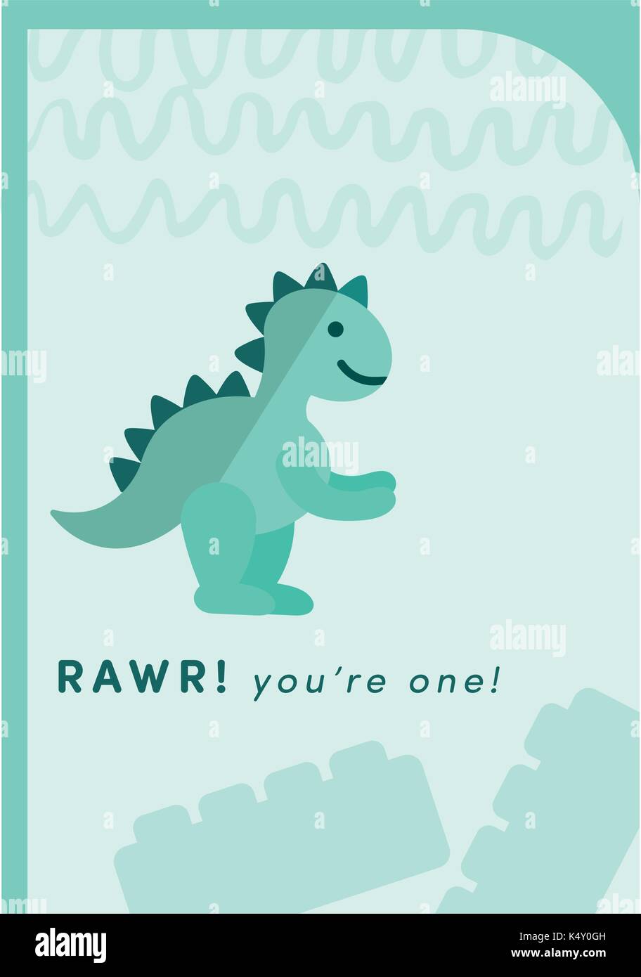 Carte de voeux pour jeune dinosaure vert Illustration de Vecteur
