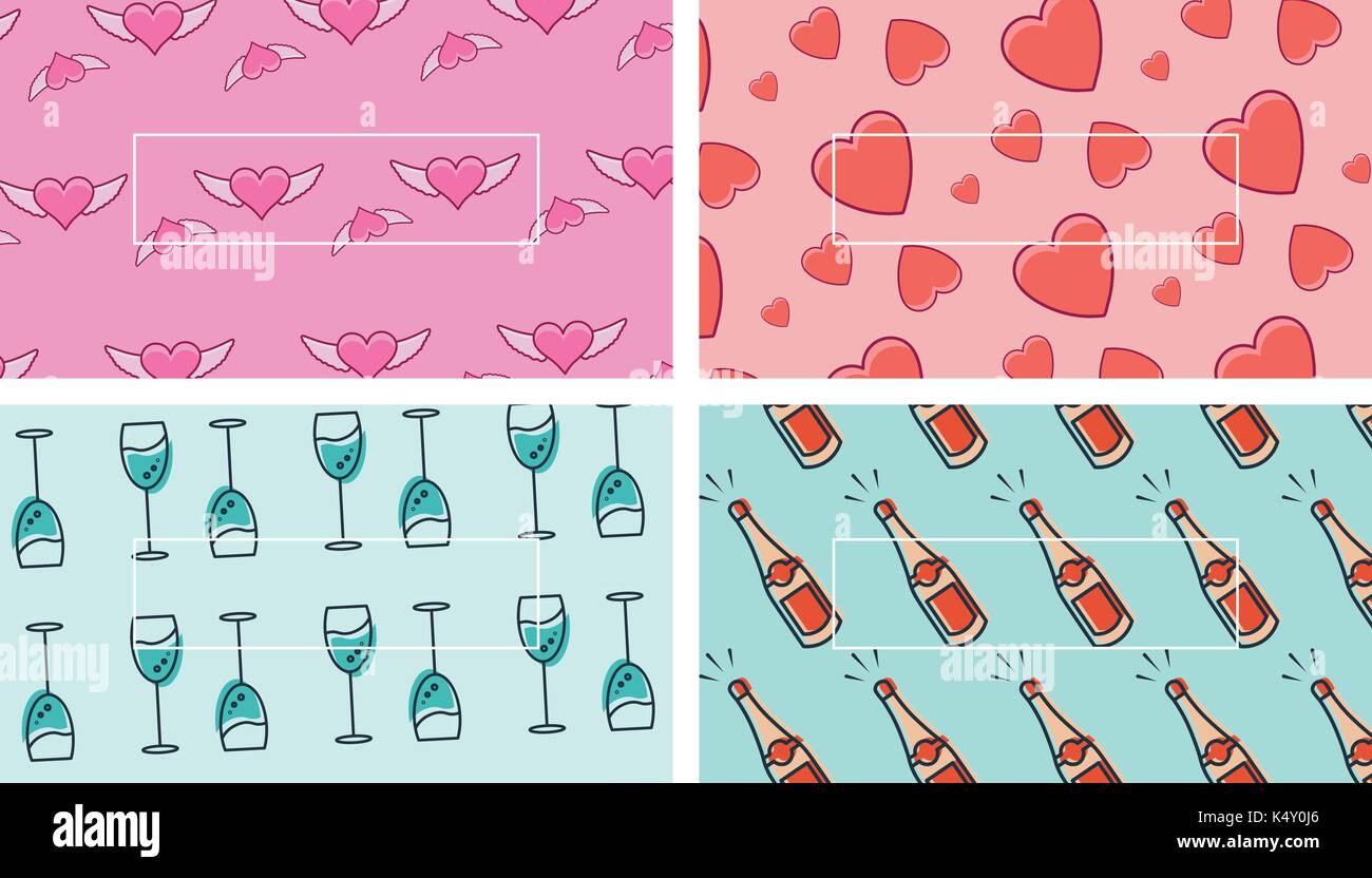 Ensemble d'amour et de champagne Illustration de Vecteur