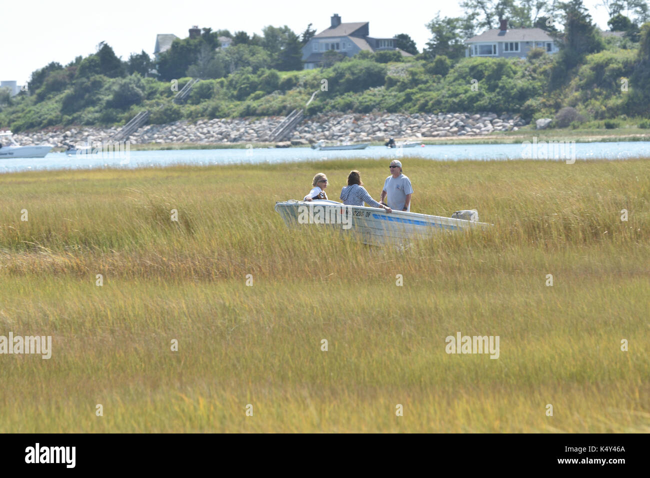 Des promenades en bateau à moteur si le marais dans le Cape Cod National Seashore dans Eastham, Massachusetts - USA Banque D'Images