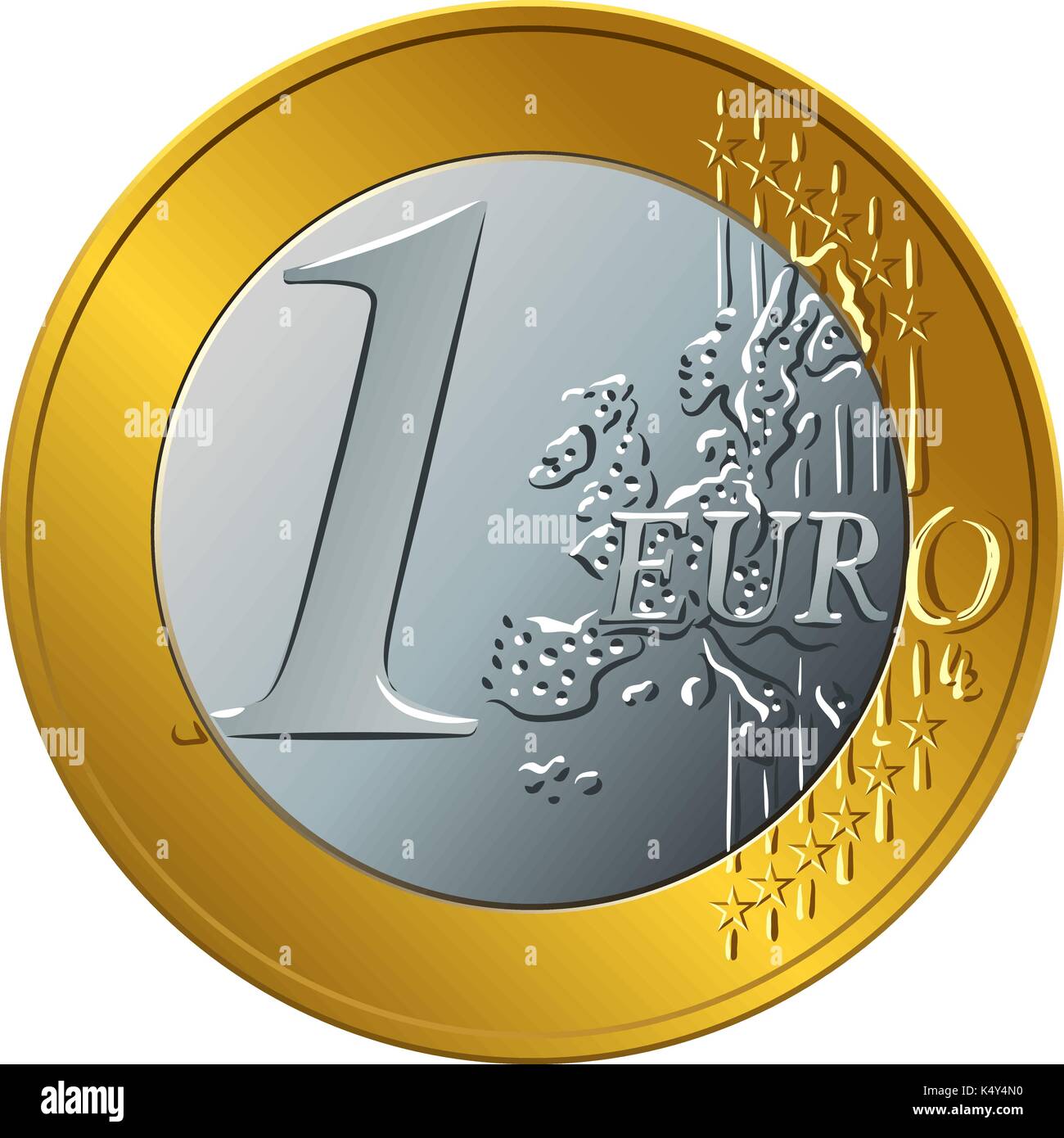 Pièce d'or argent vecteur un euro Illustration de Vecteur