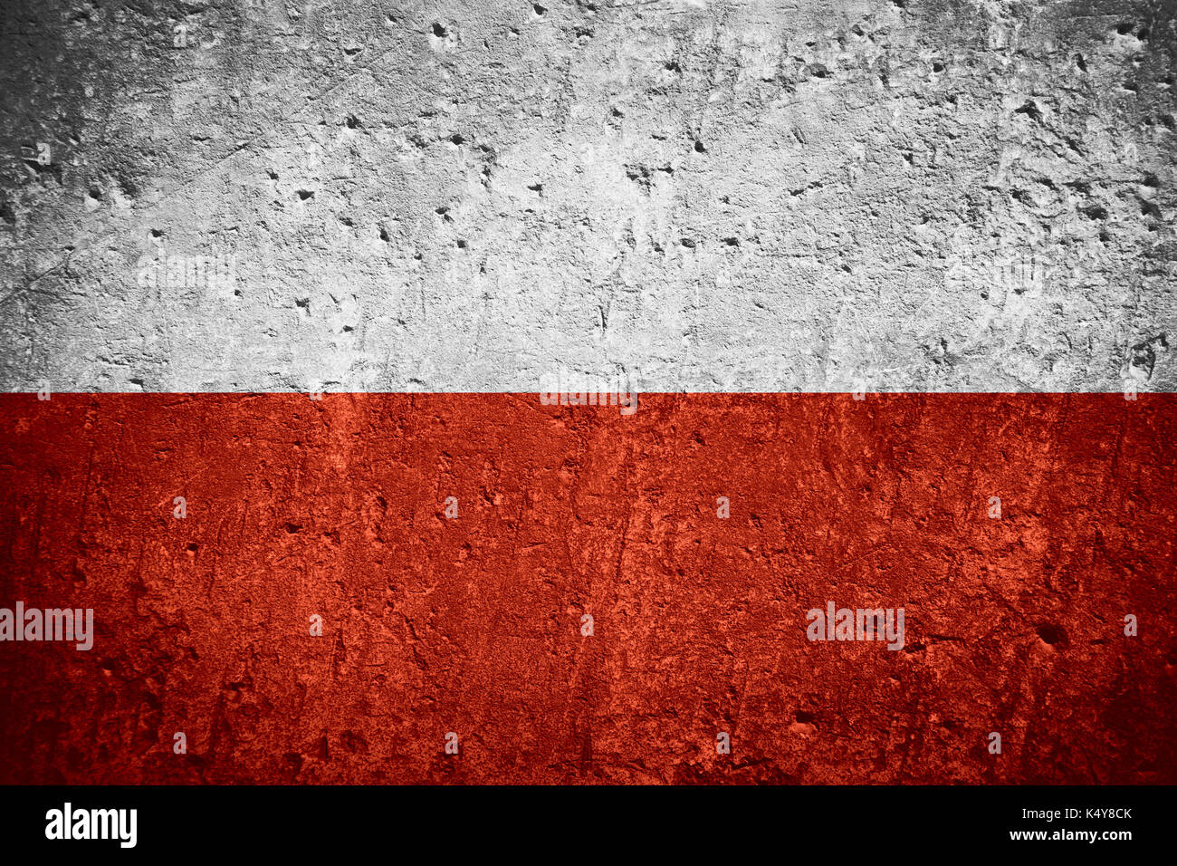Pavillon de la Pologne ou de rayures sur le drapeau polonais texture rugueuse Banque D'Images