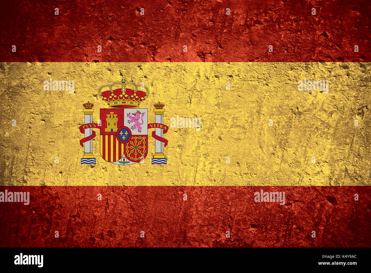 Pavillon de l'Espagne ou drapeau espagnol sur rayures texture rugueuse Banque D'Images