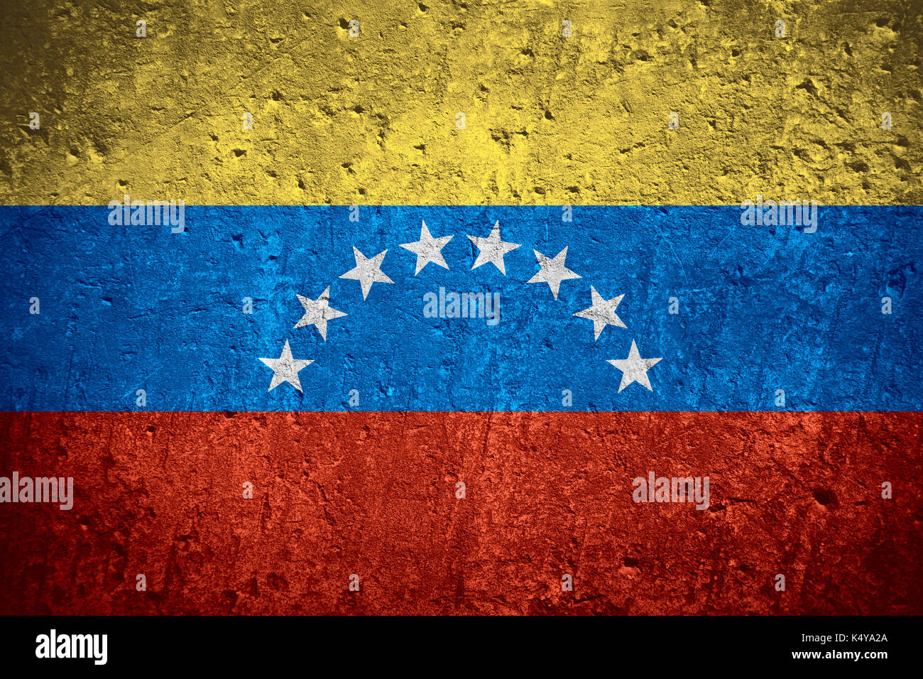 Pavillon du Venezuela ou battant pavillon vénézuélien sur rayures texture rugueuse Banque D'Images