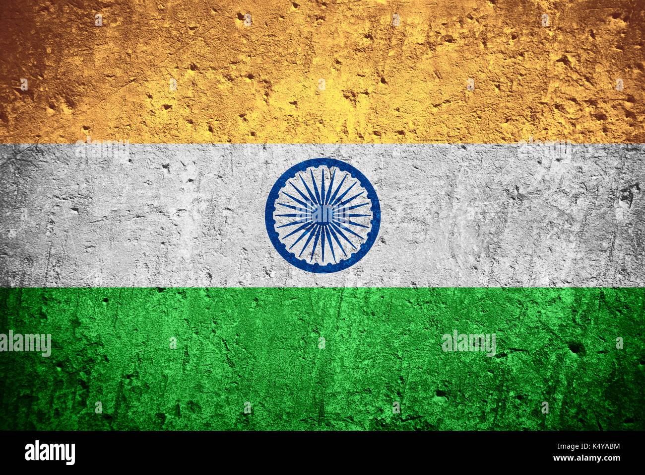 Drapeau de l'Inde ou le drapeau indien sur rayures texture rugueuse Banque D'Images