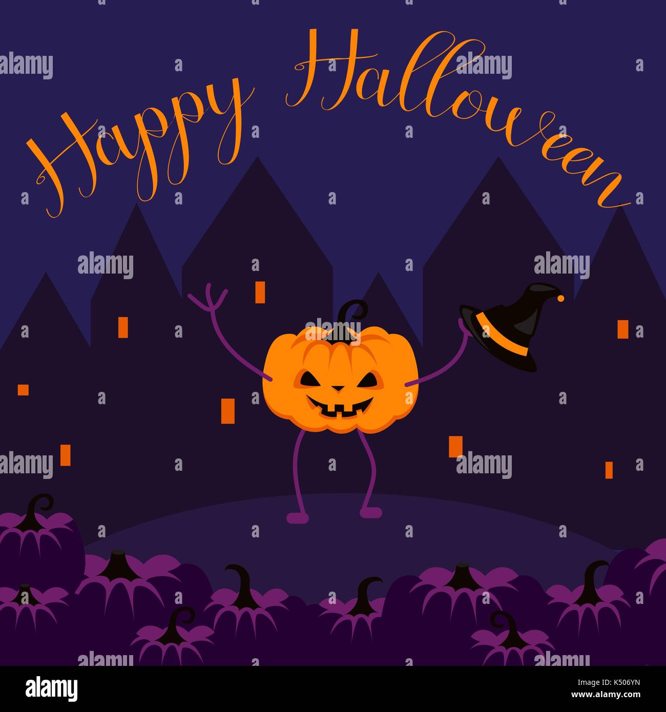 Carte postale bannière happy Halloween vecteur. Illustration de Vecteur