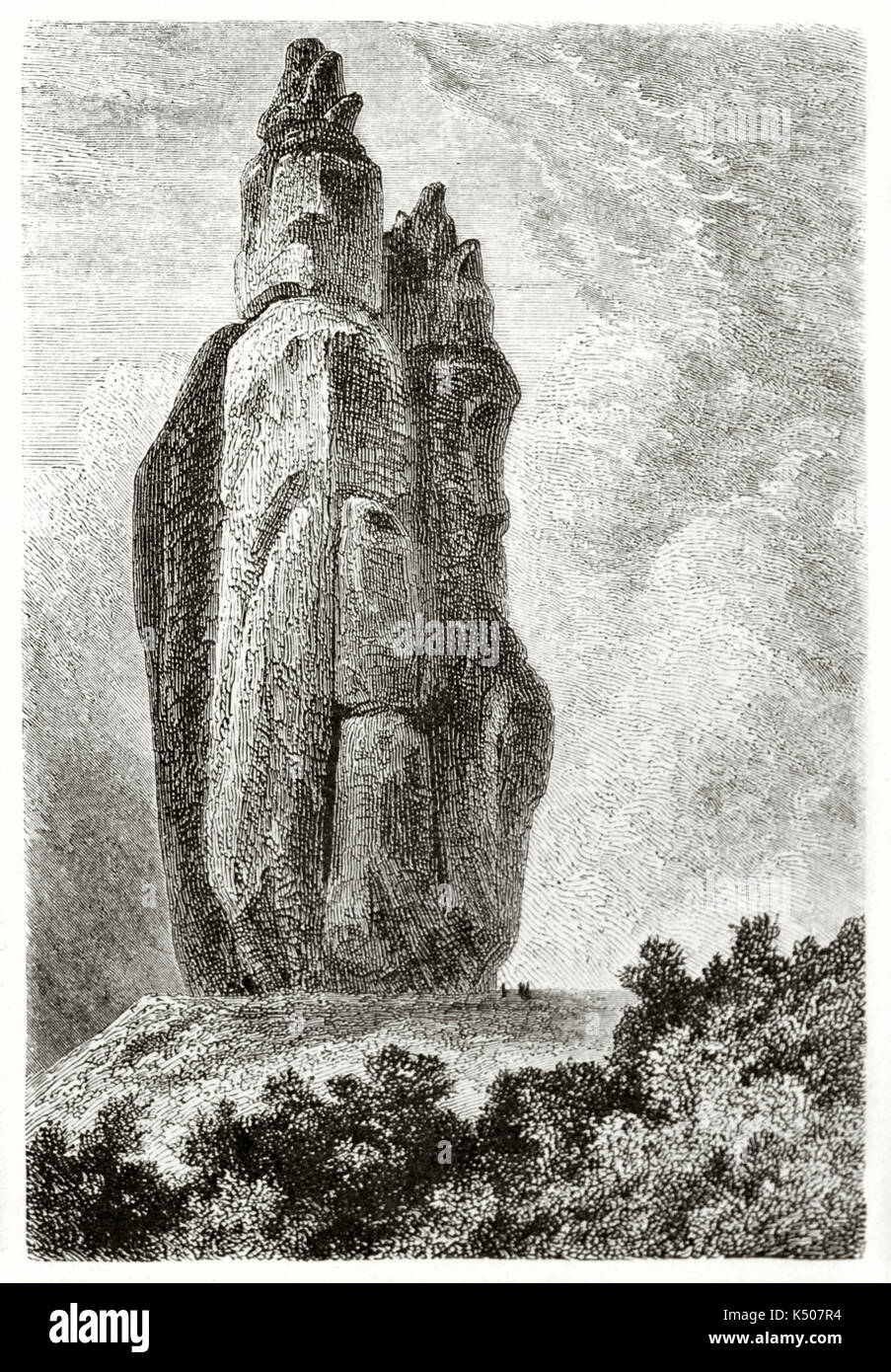 Géant antique smooth rock formation dans la nature de la Sierra de Organos au Mexique. Créé par De Berard après Niebel publié sur le Tour du Monde Paris 1862 Banque D'Images