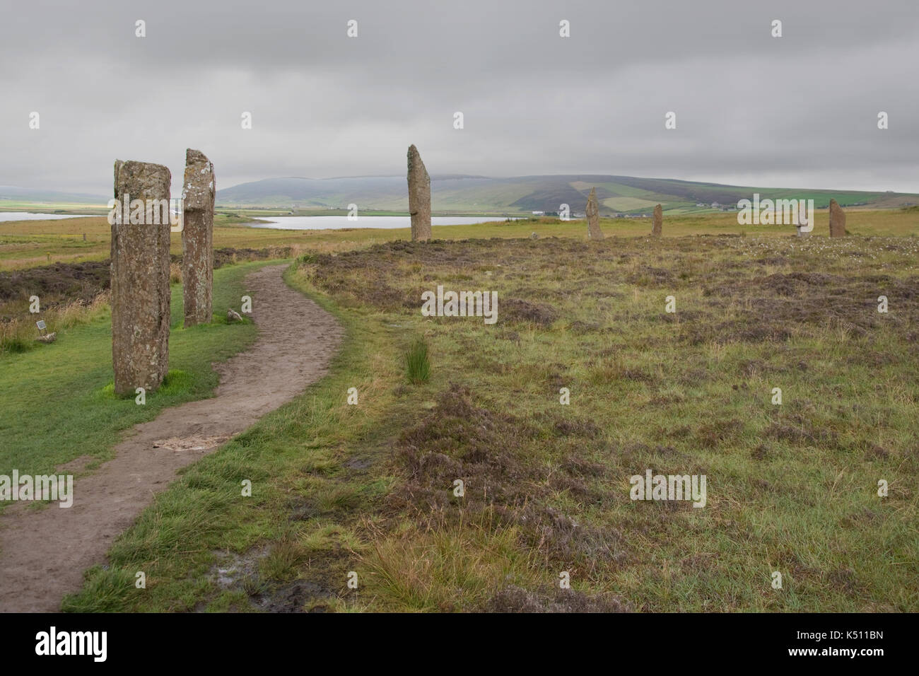 L'Europe, Royaume-Uni, Ecosse, Orkney, anneau de Shetlands, néolithique henge et Stone Circle (2500 - 2000 avant J.-C.), Banque D'Images