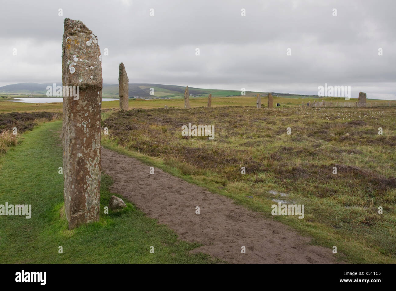 L'Europe, Royaume-Uni, Ecosse, Orkney, anneau de Shetlands, néolithique henge et Stone Circle (2500 - 2000 avant J.-C.), Banque D'Images