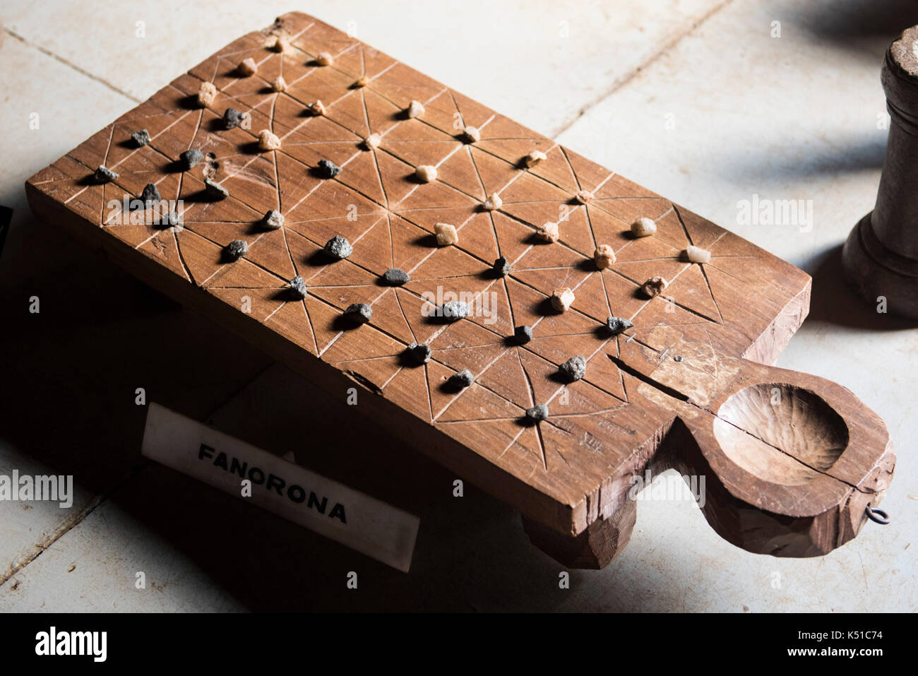 Affichage d'un jeu dans le musée installé dans le palais du roi vacances historique de Radama II, Hilltop Rova de Madagascar, jolie villa f5 Banque D'Images