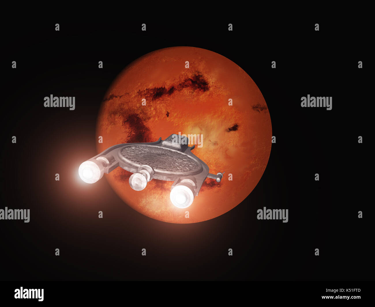 La position de l'engin spatial vers Mars Banque D'Images