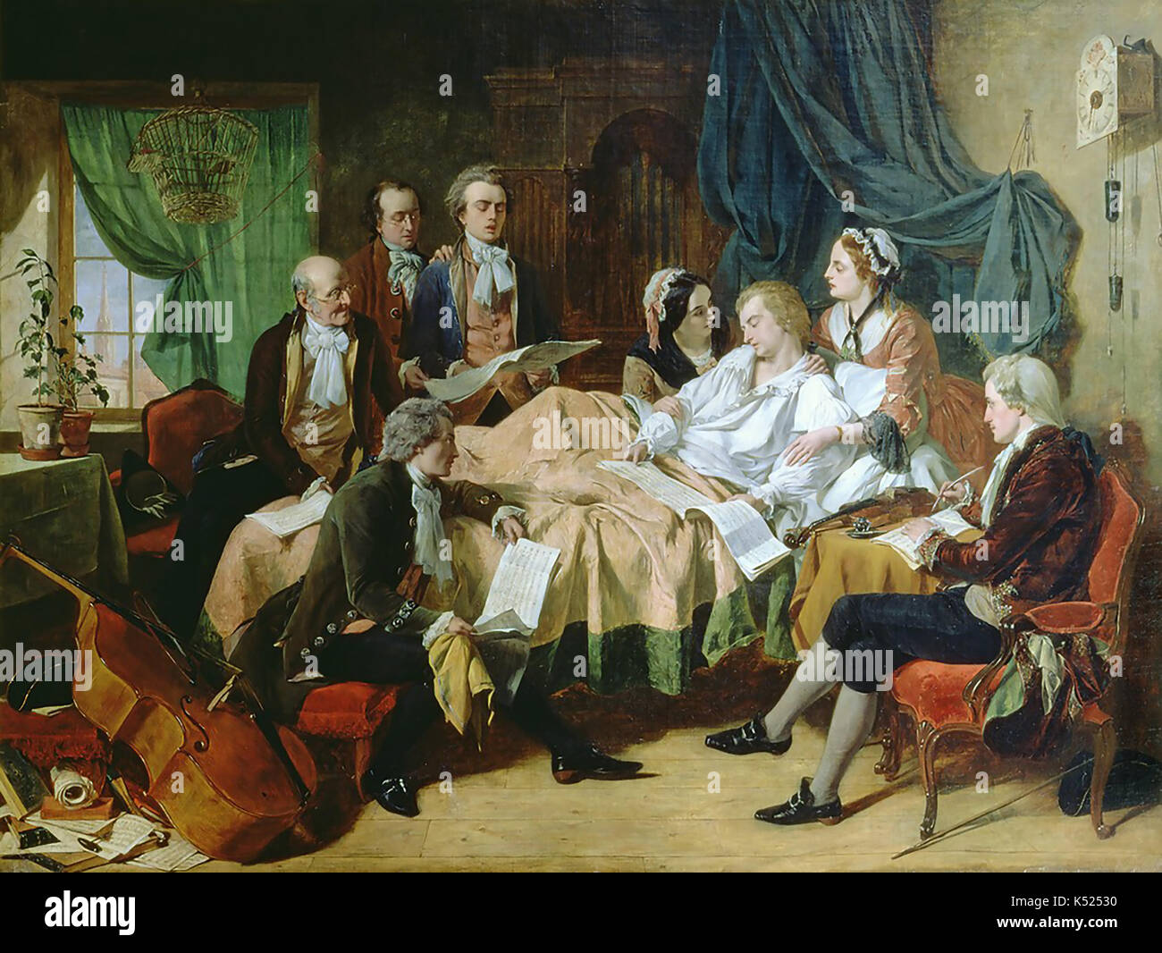 LA MORT de MOZART peinture à l'huile par l'artiste irlandais Henry O'Neill vers 1870 Banque D'Images