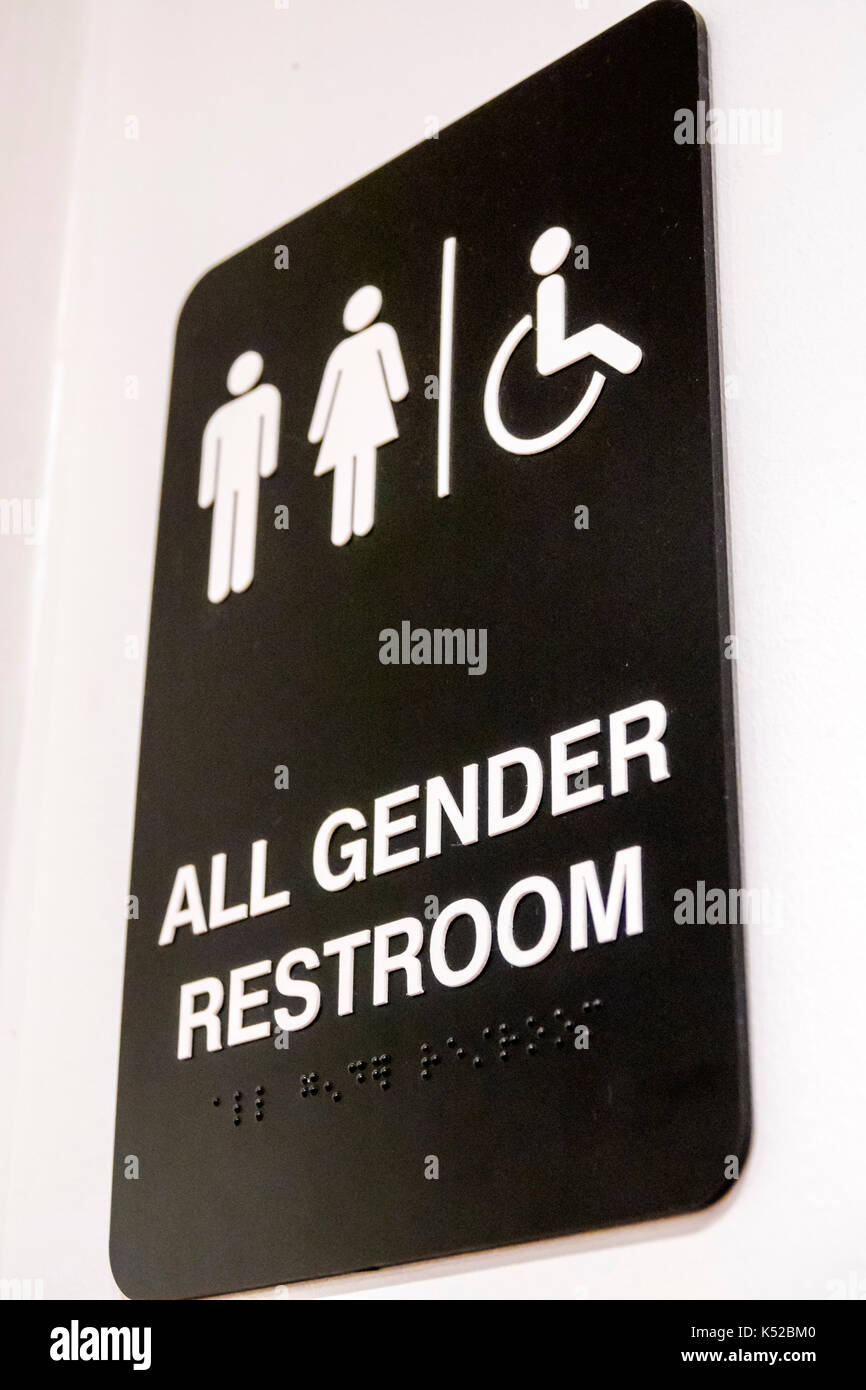 Panneau,toilettes,tout genre,symbole,homme hommes,femme femmes,handicapés,Braille,USA Etats-Unis Amérique Amérique du Nord,GA170512070 Banque D'Images