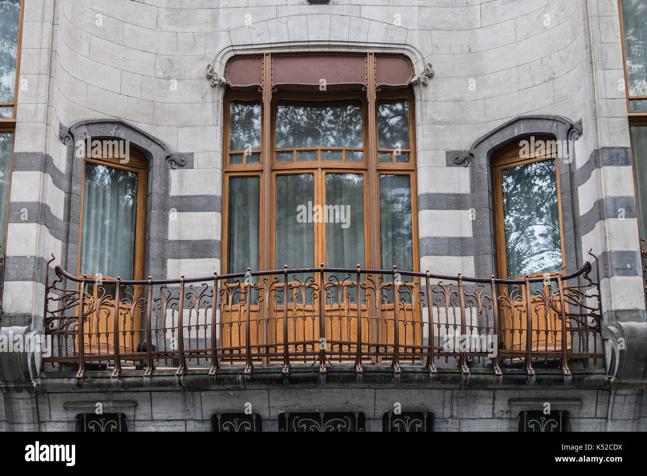 Balcon de l'Hôtel Solvay à Bruxelles, Belgique. Banque D'Images