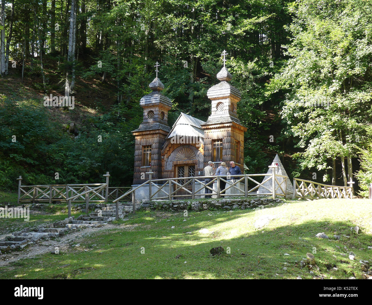 Slovénie la chapelle de la Chapelle commémorative russe sur le col Vrsic entre les vallées de Sava et de Soca. Photo: Tony Gale Banque D'Images