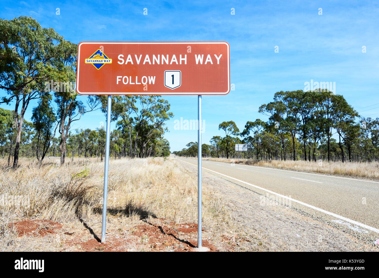 Savannah Way est une route goudronnée à travers les régions éloignées et isolées, Queensland QLD, Australie Banque D'Images