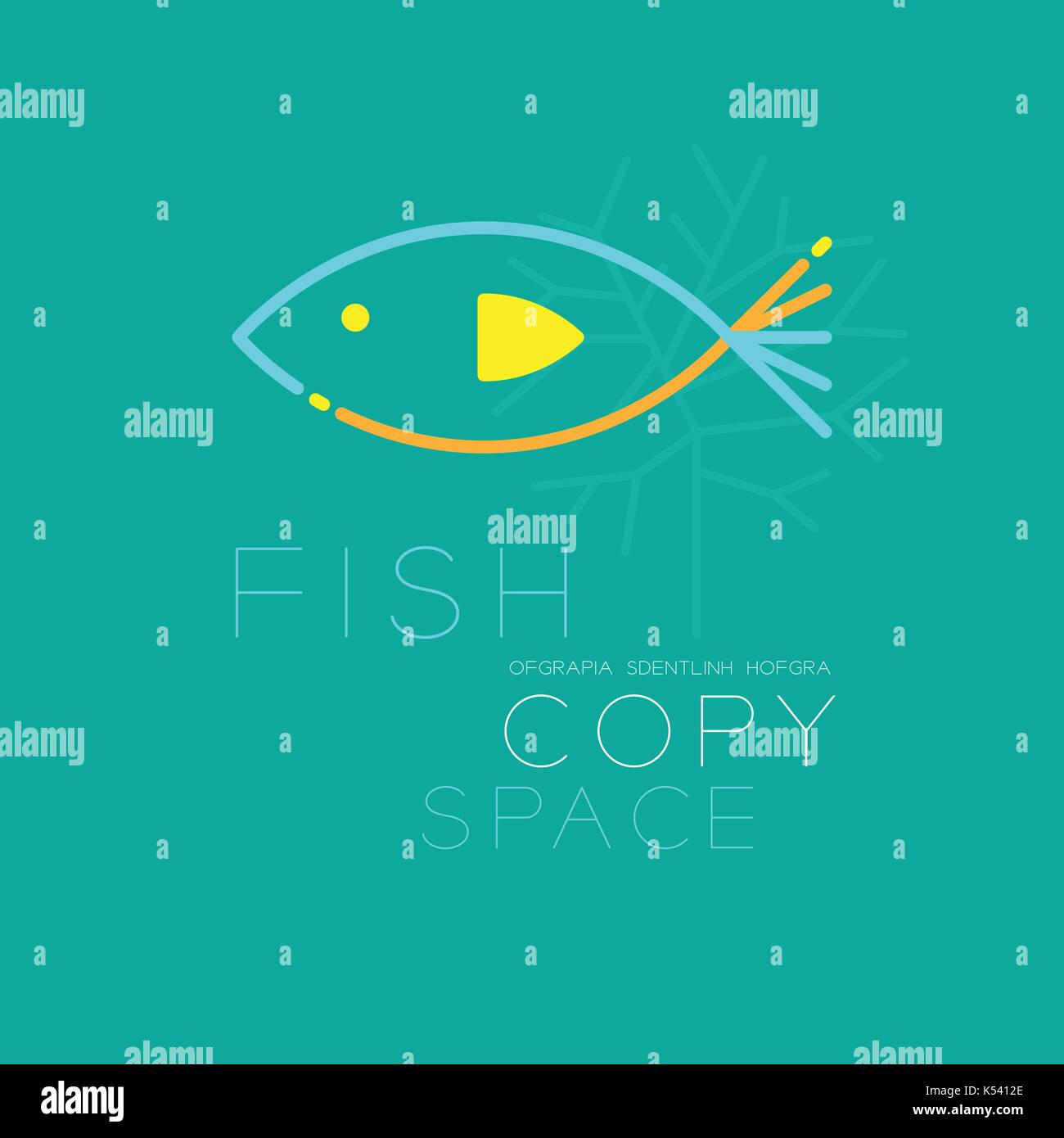 Les poissons et les coraux icône logo contours pointillés set course illustration design bleu orange et jaune isolé sur fond turquoise verte avec des if Illustration de Vecteur