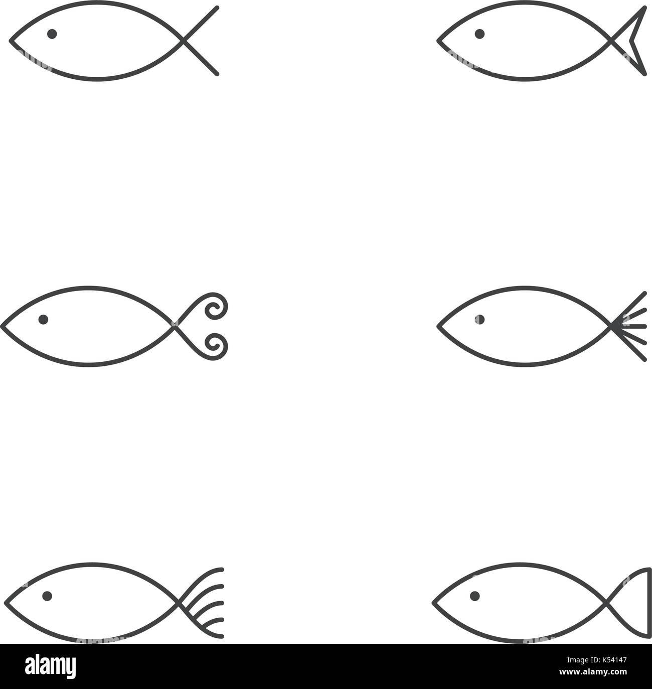 L'icône poisson avc contour design illustration noir et blanc couleur isolé sur fond blanc, vector eps10 Illustration de Vecteur