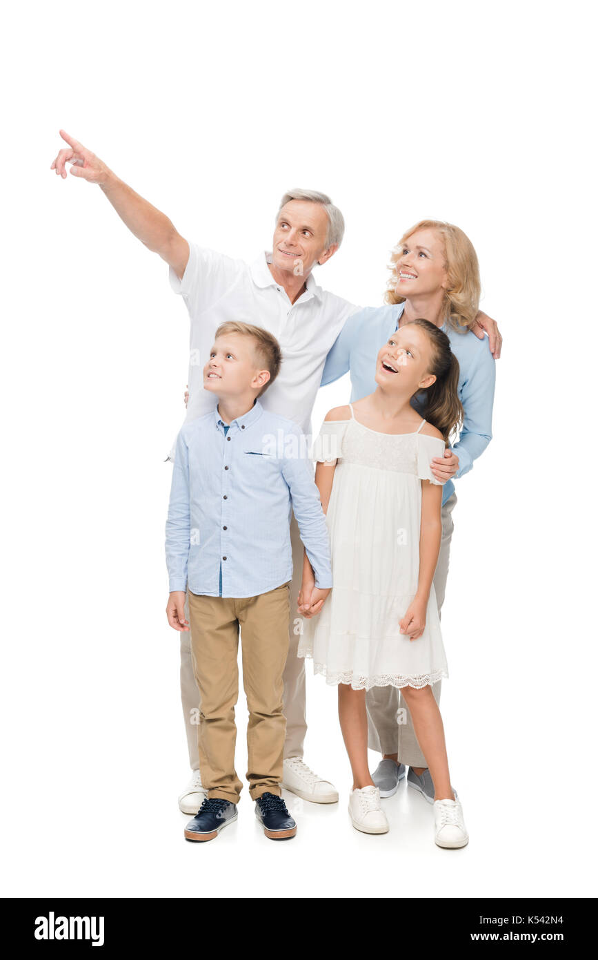 Grand-père montrant quelque chose Banque D'Images