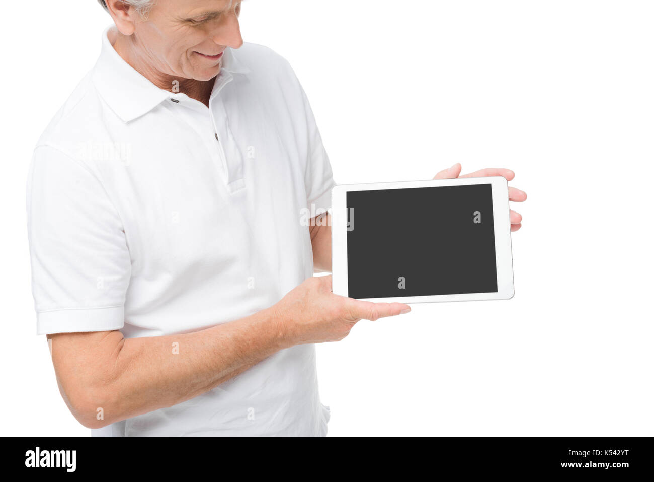 Man presenting digital tablet Banque D'Images