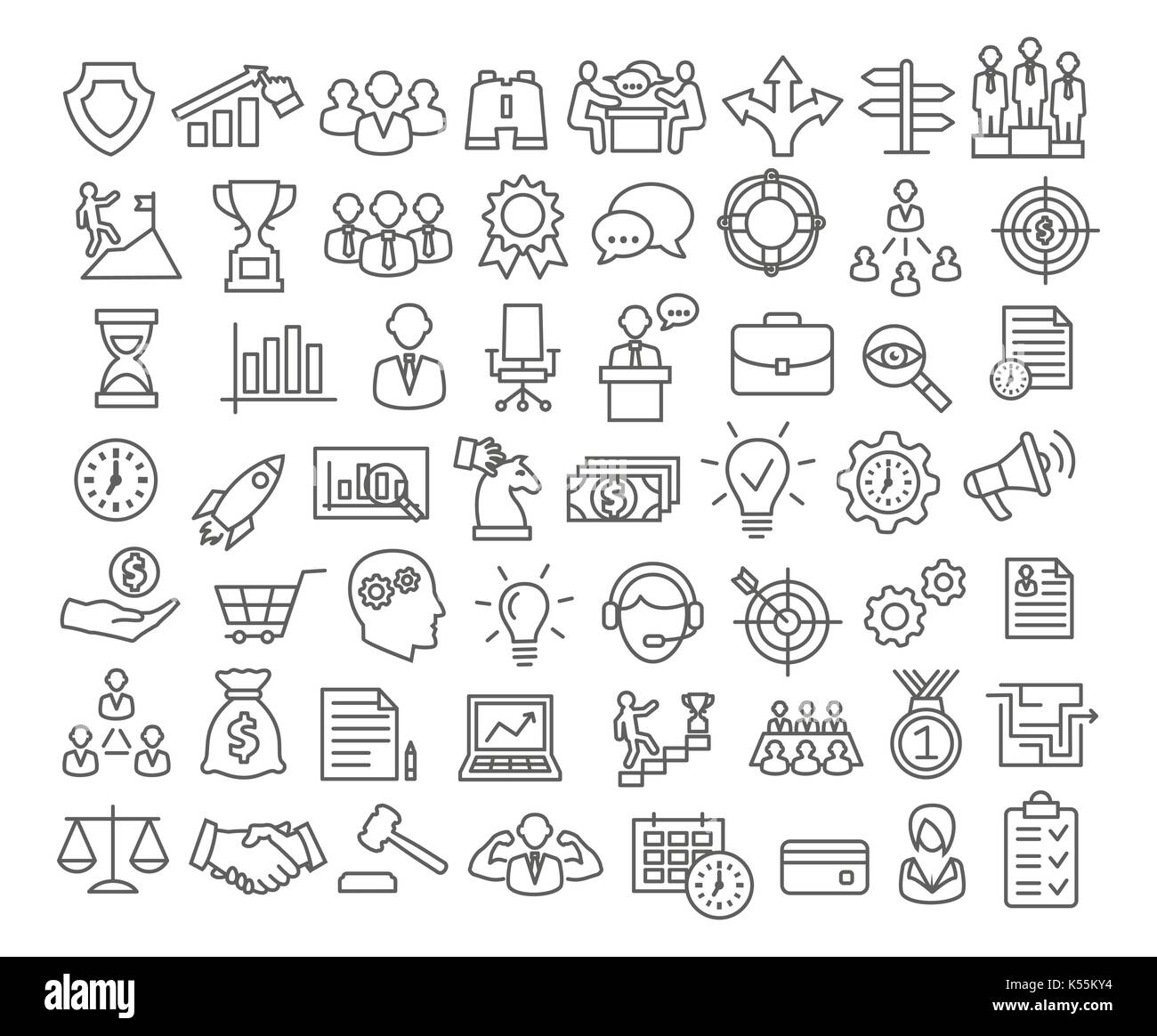 Business icons set dans un style de ligne Illustration de Vecteur