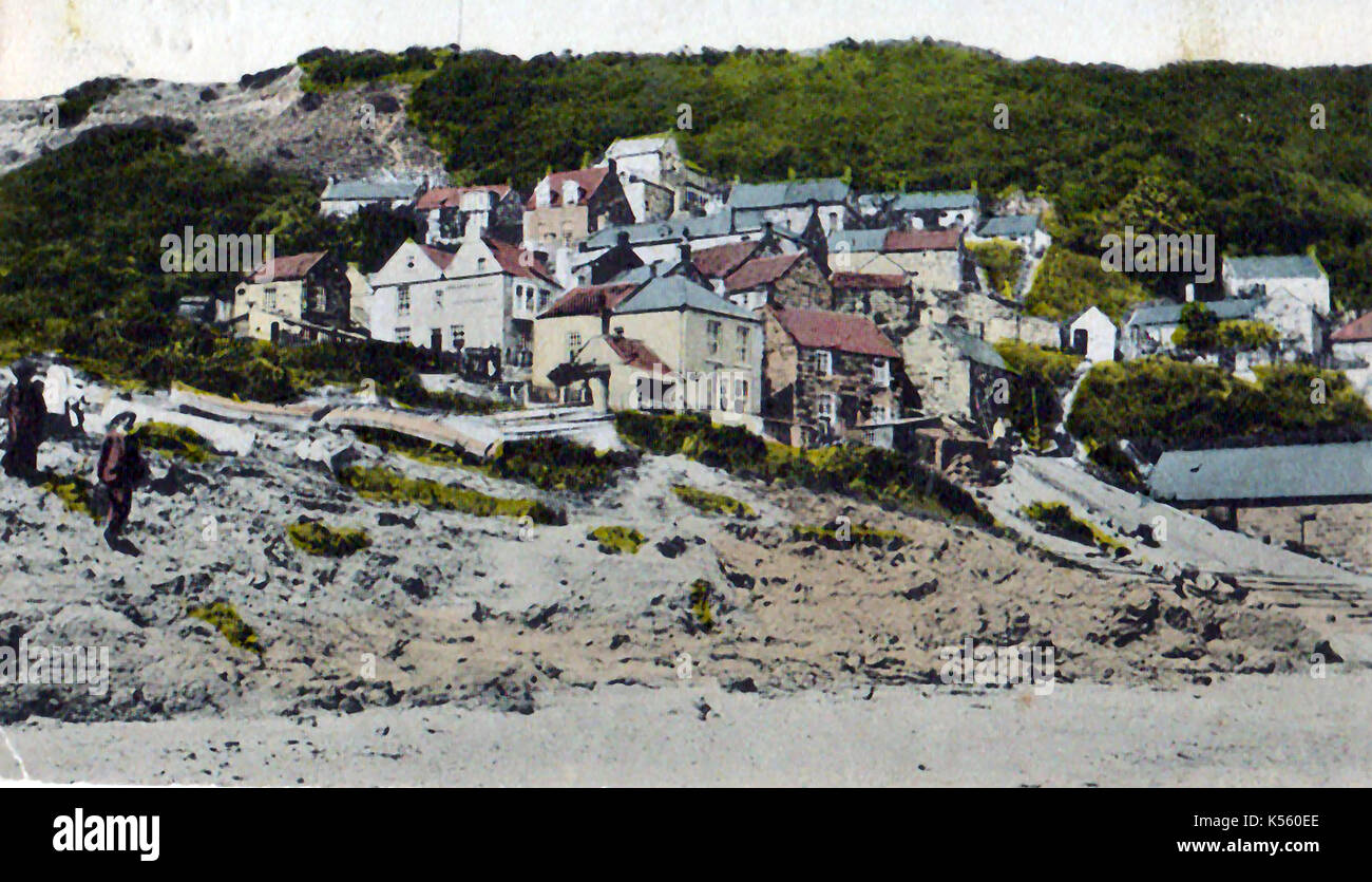 1910 - Une photographie de la main, le village de Runswick Bay, North Yorkshire, UK Banque D'Images