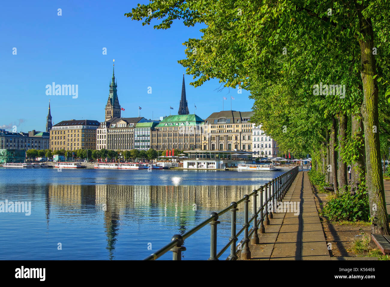 Toits de Hambourg et binnealster lake Banque D'Images
