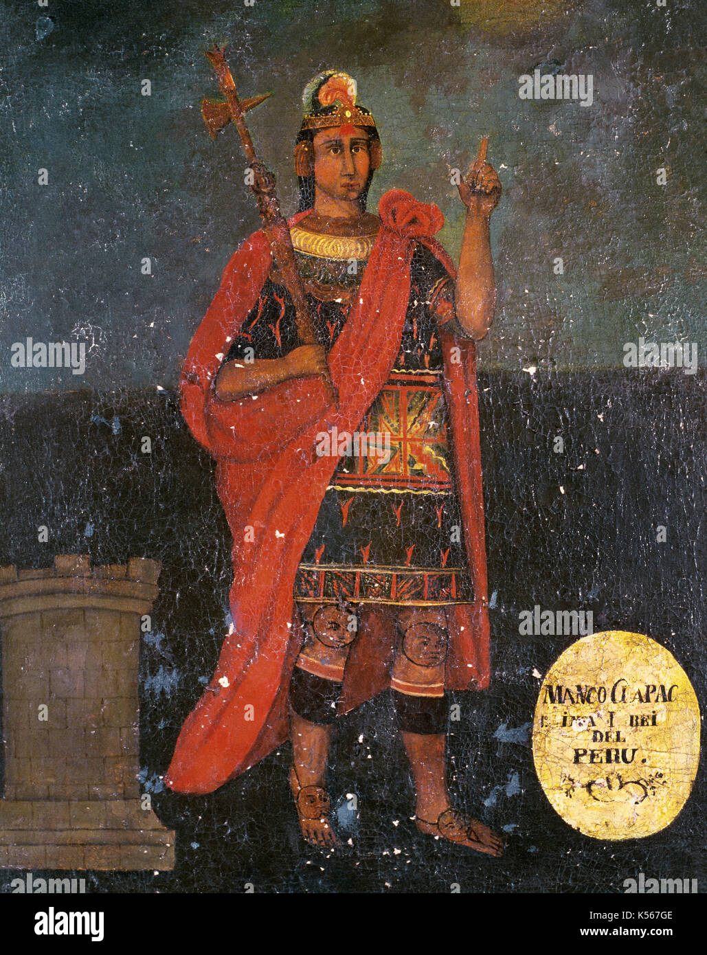Manco Capac (13e siècle). premier gouverneur et fondateur de la civilisation inca. peinture anonyme. Banque D'Images
