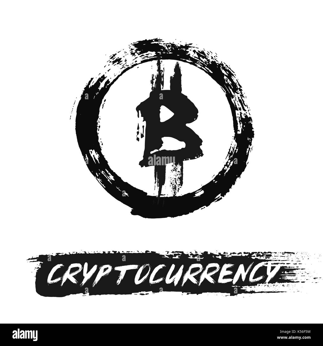 L'icône de bitcoin coups de pinceau grunge Illustration de Vecteur