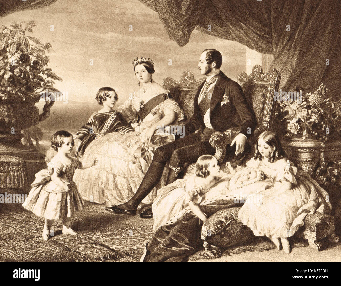 La reine Victoria, le Prince Albert et de la famille, groupe 1848 Banque D'Images
