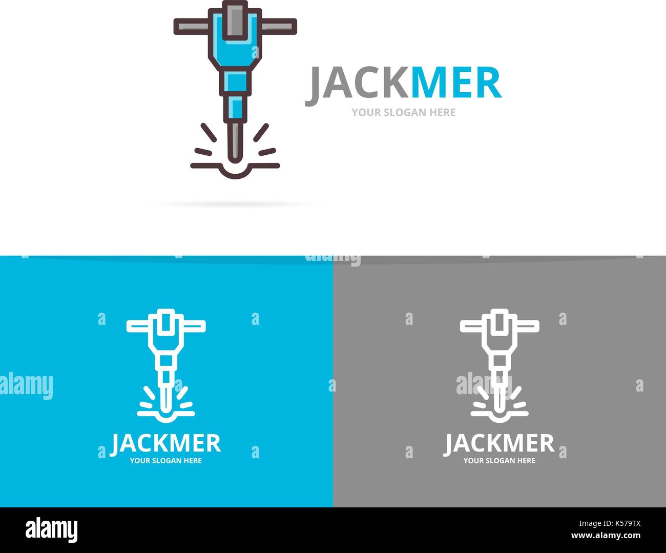 Vecteur de marteau-piqueur et de la construction modèle de conception de logo. Illustration de Vecteur