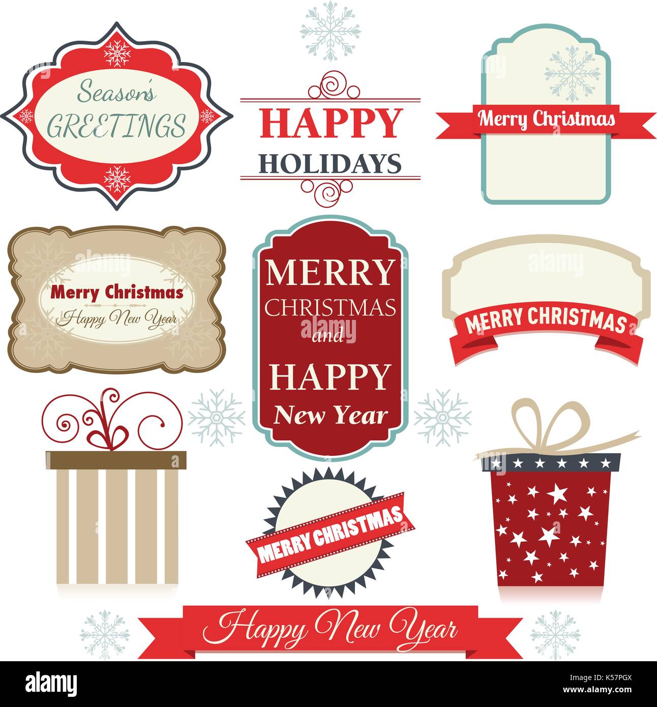 Jeu d'étiquettes de Noël Illustration de Vecteur Jeu d'étiquettes de Noël Illustration de Vecteur