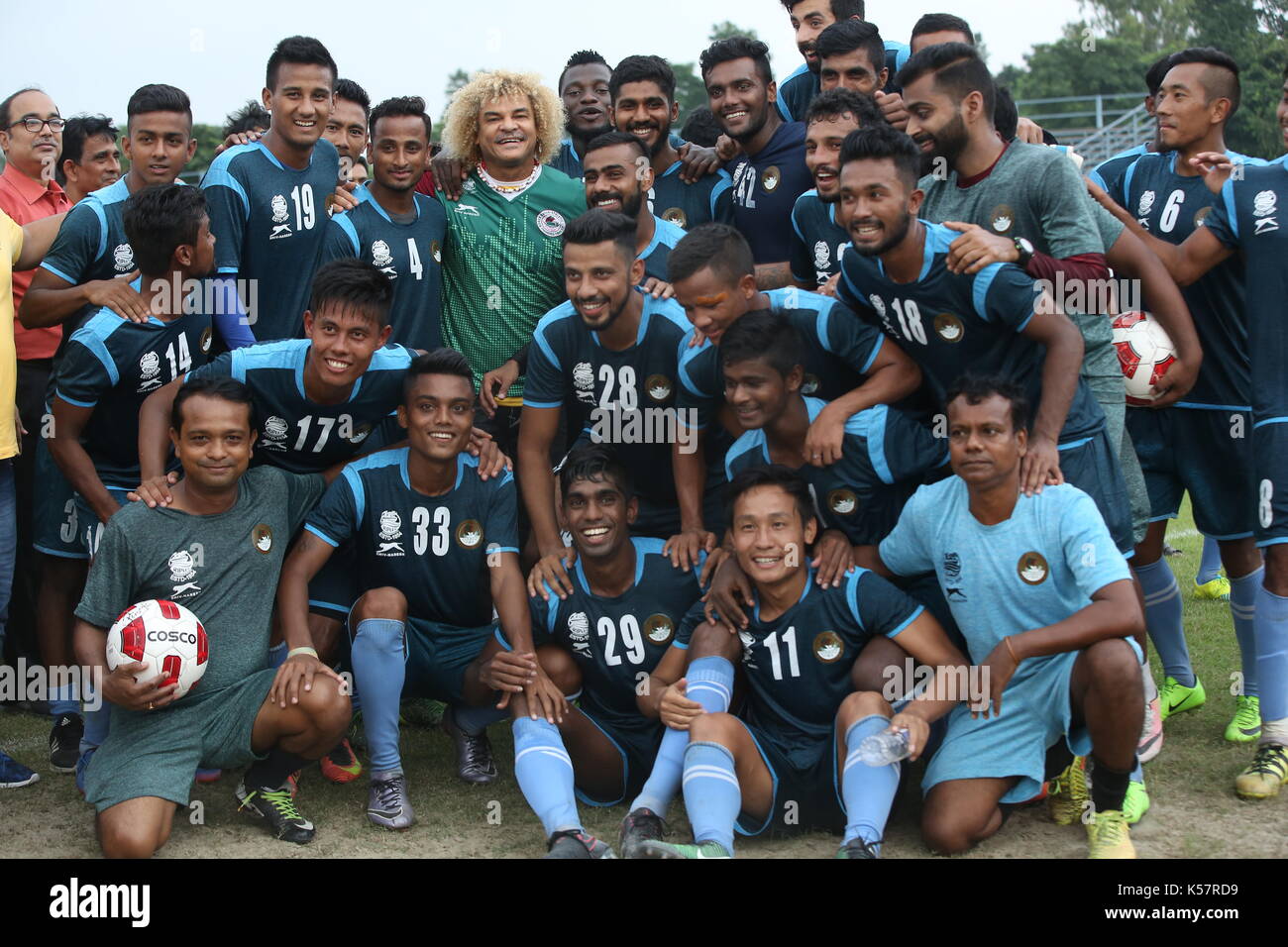 Ancien footballeur Colombien Carlos Valderrama visiter à Kolkata Banque D'Images