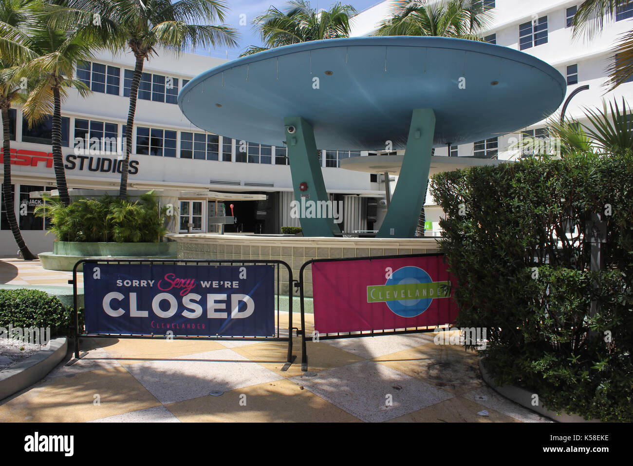 Miami beach, désertées, l'ouragan avant l'IRMA Banque D'Images