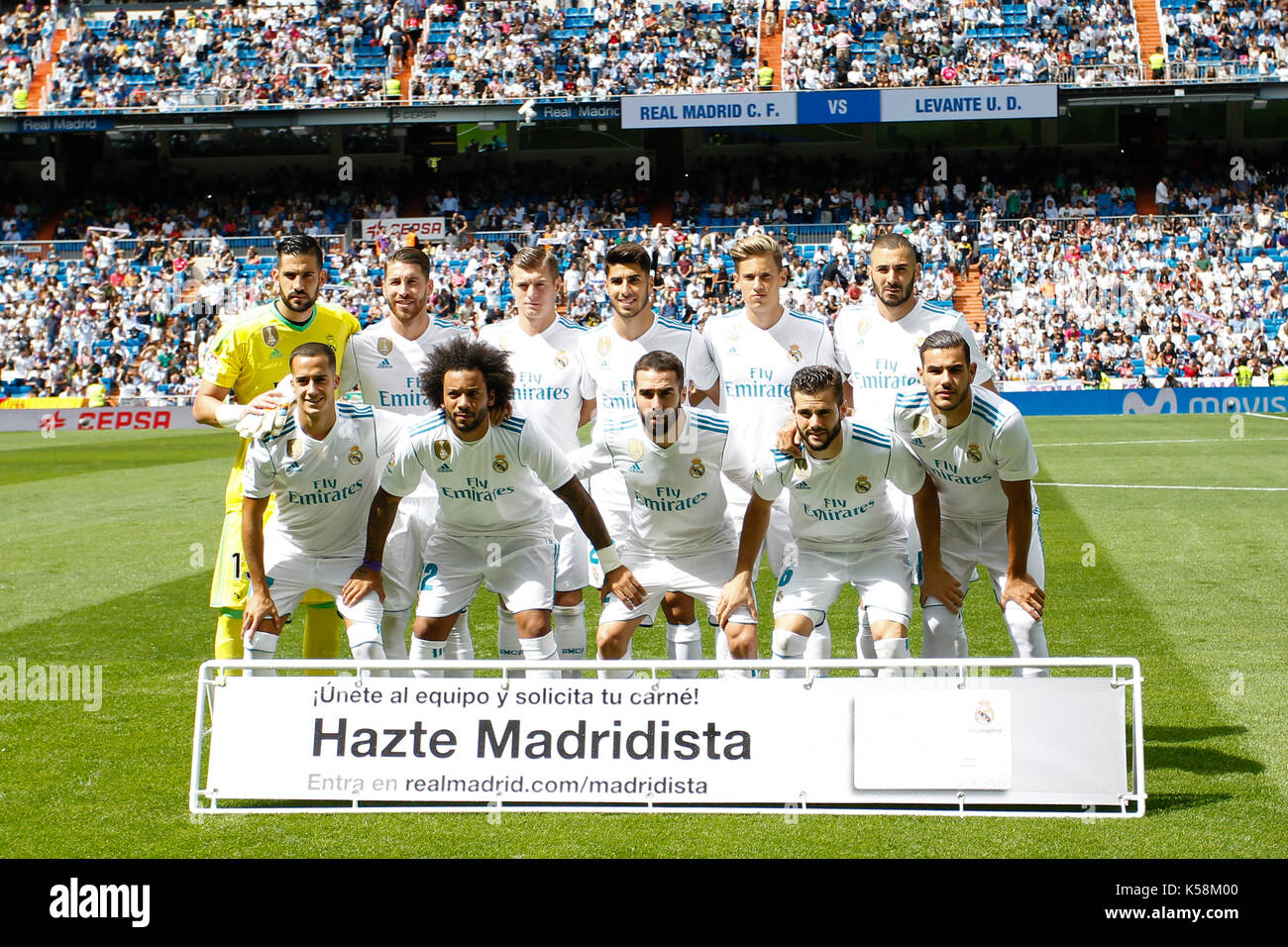 Madrid, Espagne. 09th Sep, 2017. Team Group Liune-Up la Liga entre le Real Madrid vs Levante UD au stade Santiago Bernabeu de Madrid, Espagne, le 9 septembre 2017 . Crédit : Gtres Información más Comuniación en ligne, S.L./Alamy Live News Banque D'Images