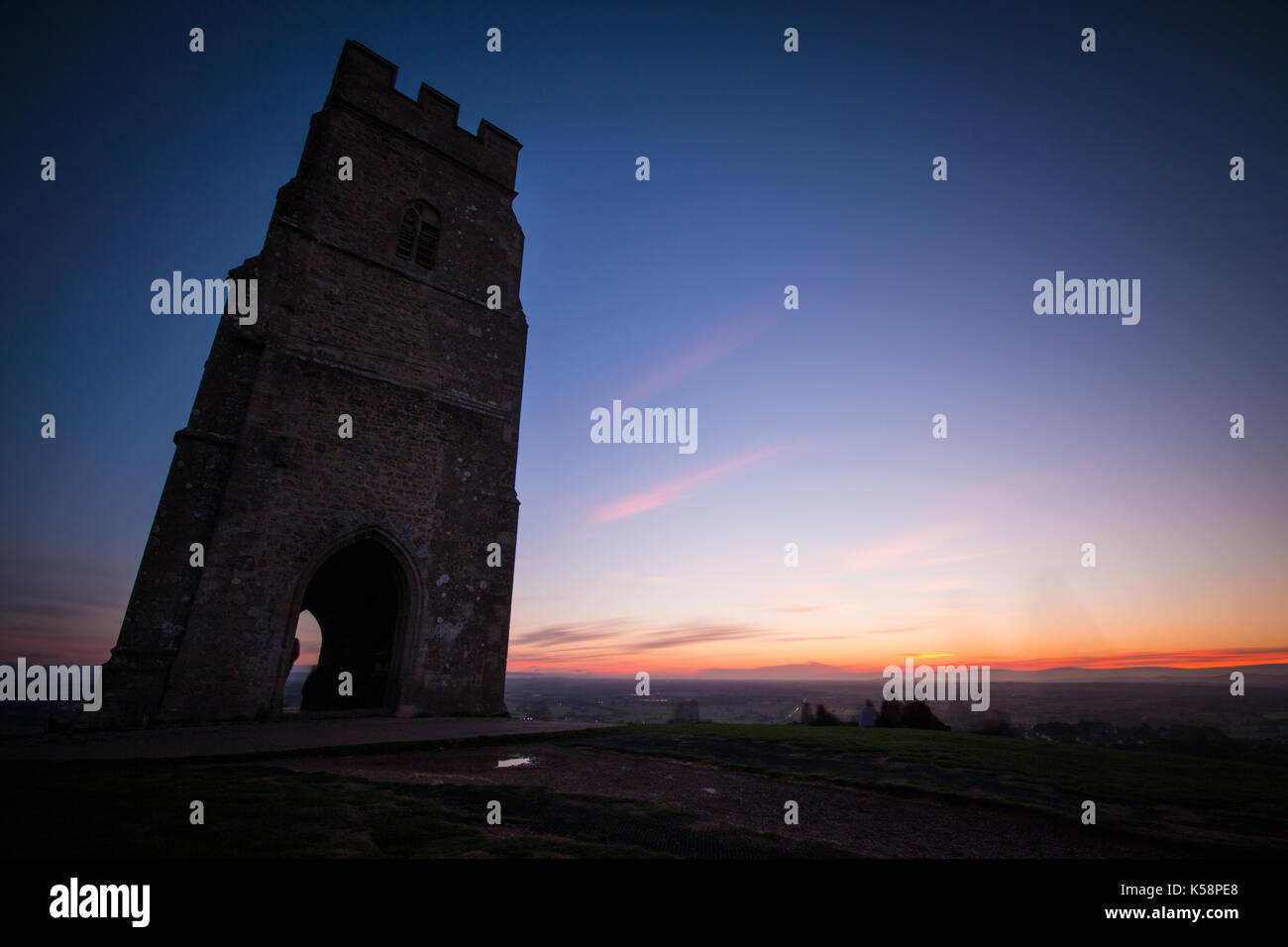 Tor de Glastonbury au coucher du soleil Banque D'Images