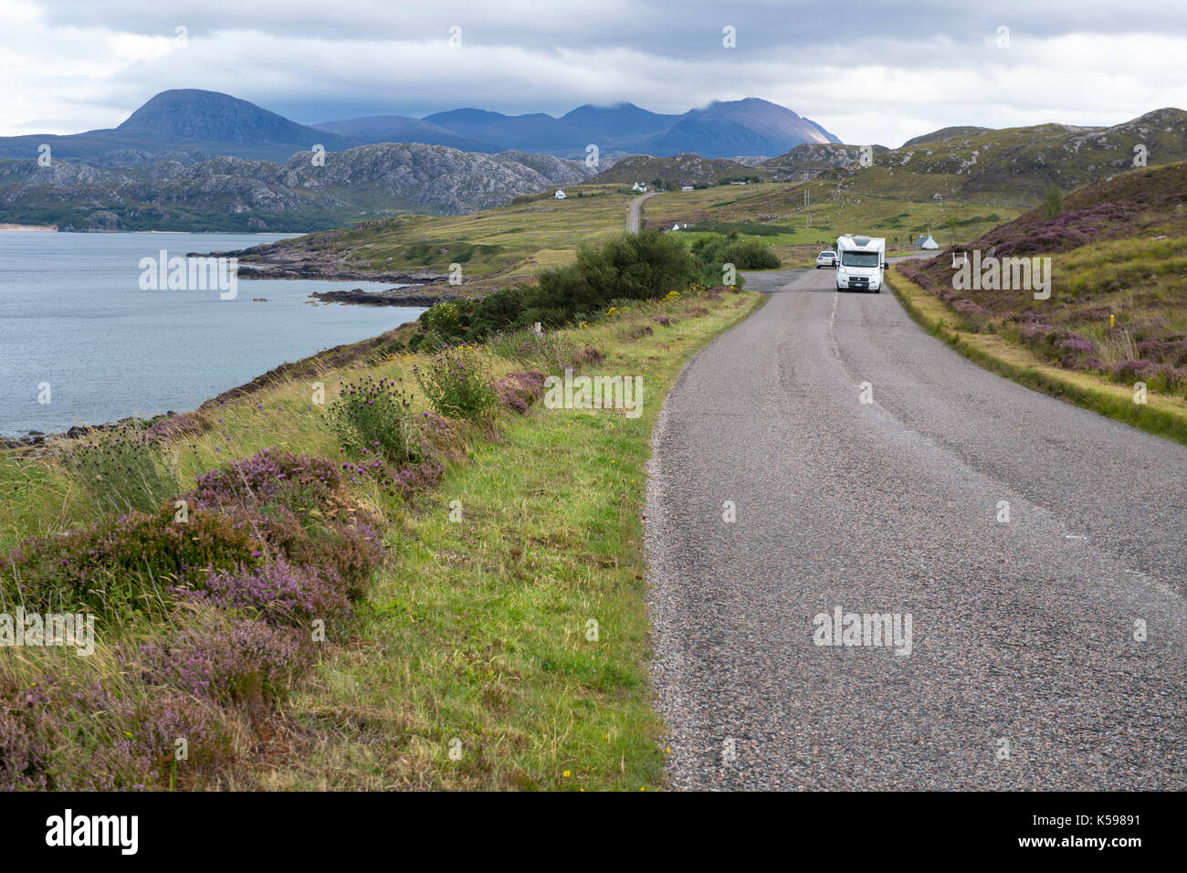L'article de la côte du nord 500 route touristique près de laide à Wester Ross, Ecosse Banque D'Images