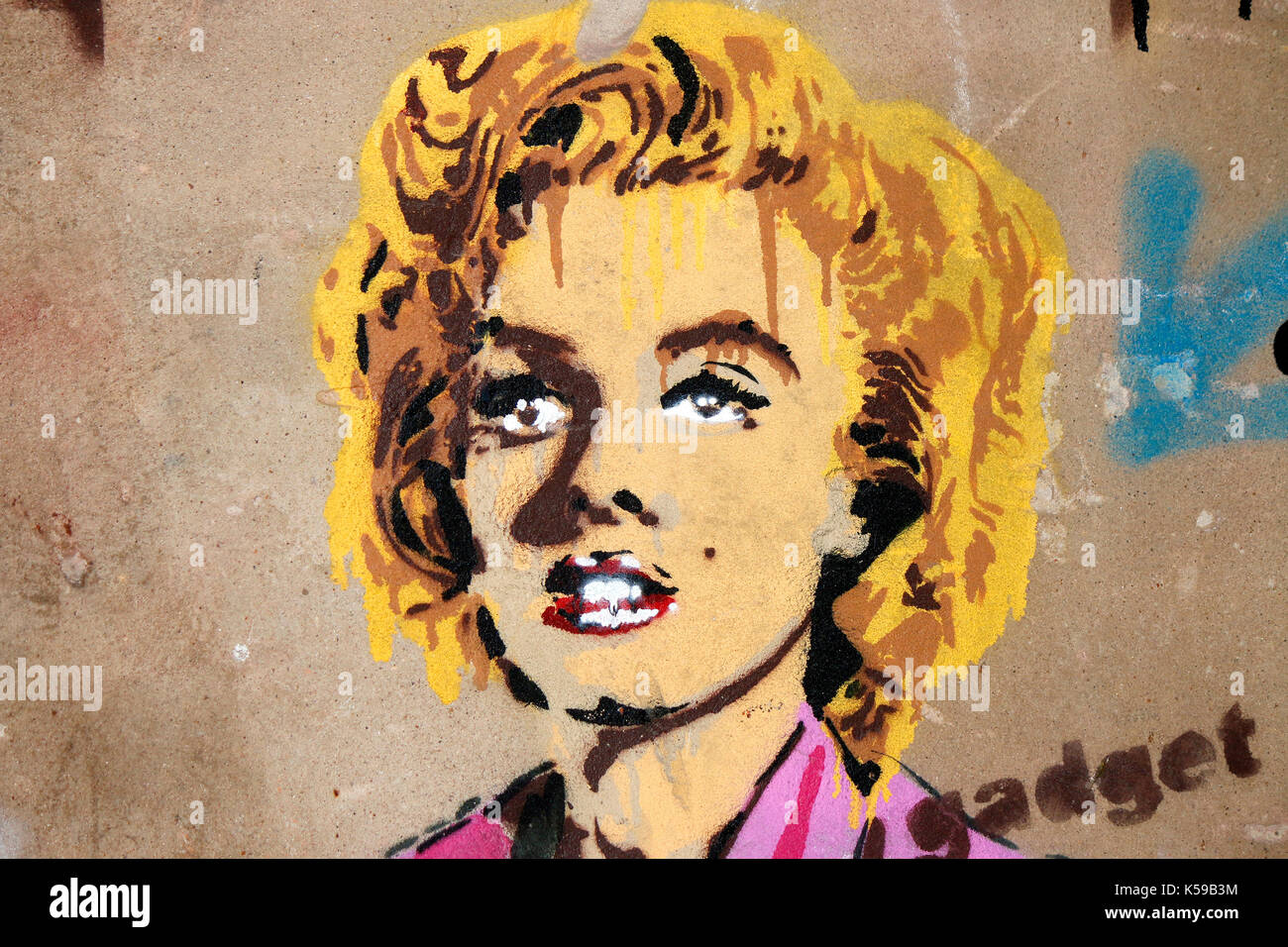 Marilyn Monroe - graffity/ l'art de la rue, Berlin. Banque D'Images