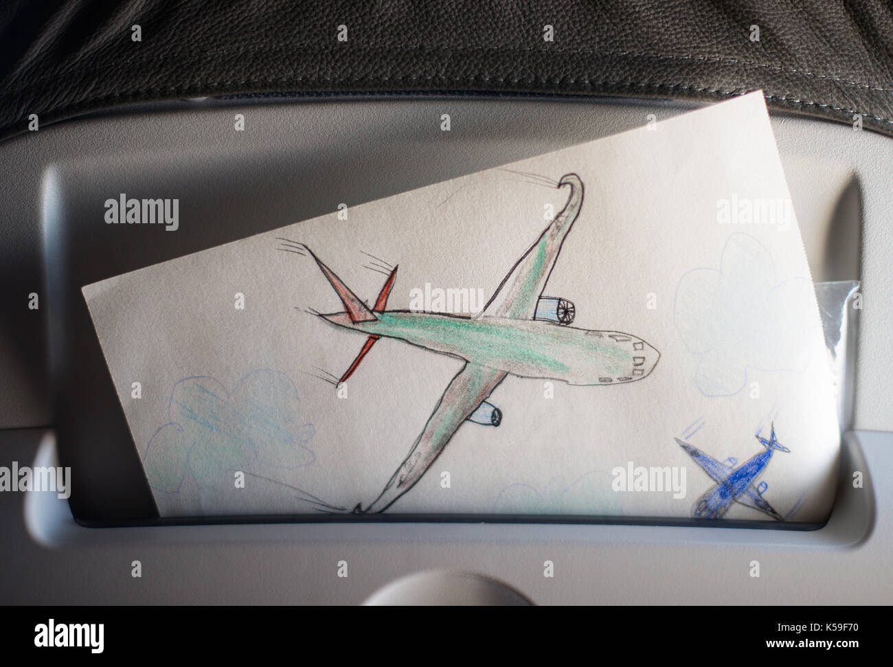 Gratitude pour les pilotes. enfant dessin d'avion. Banque D'Images