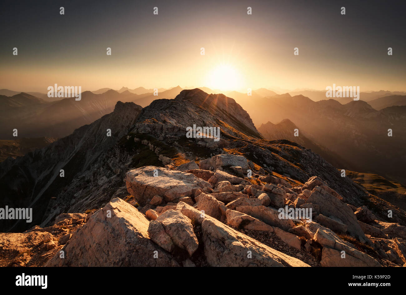 Soleil de montagne grosser daumen dans alpes allgau Banque D'Images