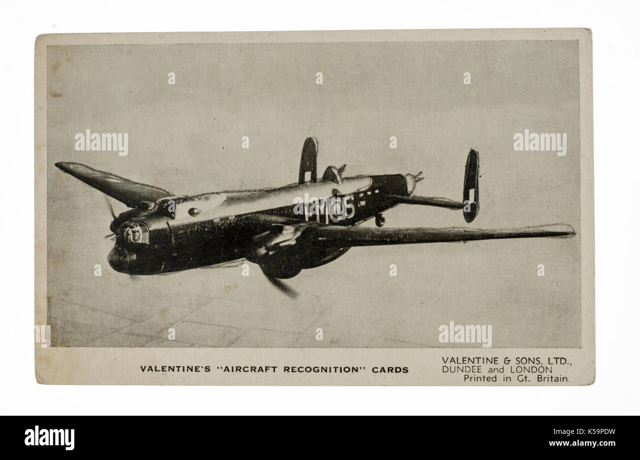Reconnaissance d'avions Valentines Cartes, l'Avro Manchester British Bomber à partir de la Seconde Guerre mondiale. Banque D'Images