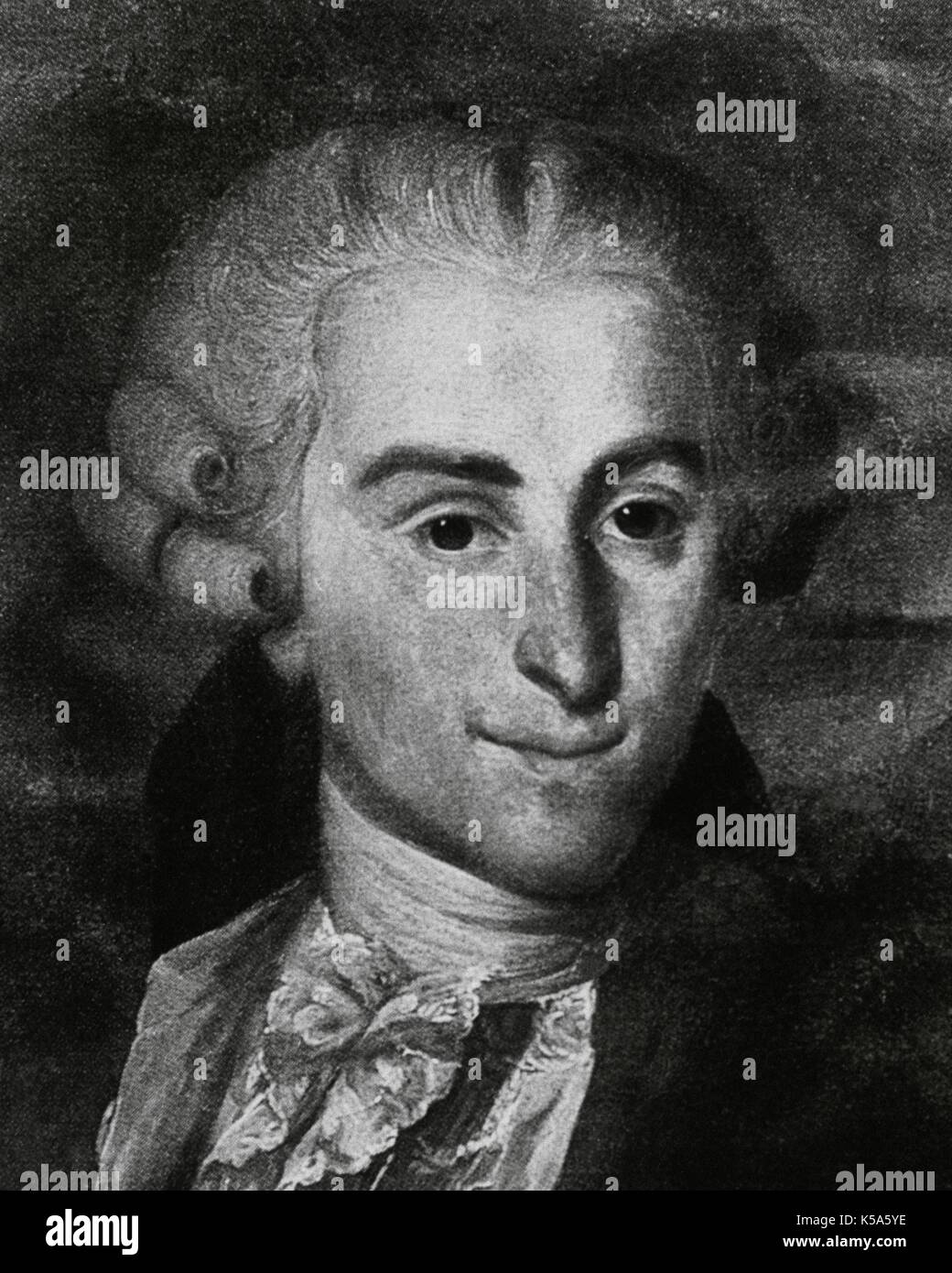 Giovanni Battista Sammartini (1700-1775). Compositeur italien et maître du baroque. Illustration d'un portrait par Domenico Riccardi. Banque D'Images