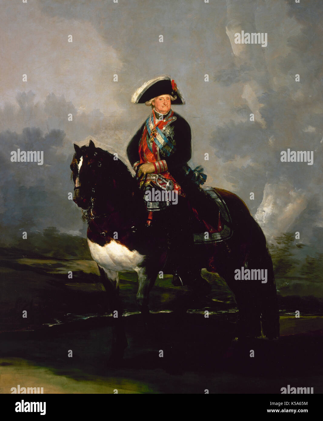 Charles IV (1748-1819). Roi d'Espagne (1788-1808). Charles IV à cheval, 1800. Peinture de Francisco de Goya. Musée du Prado, Madrid, Espagne. Banque D'Images
