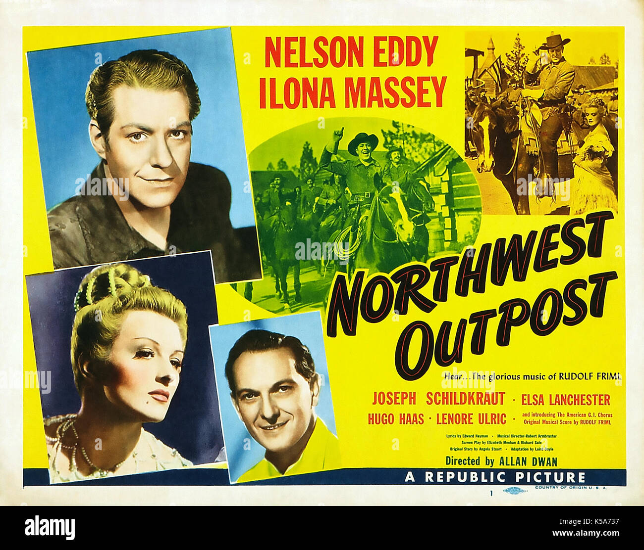 AVANT-POSTE du Nord-Ouest (alias fin de l'arc-en-ciel) 1947 Republic Pictures film avec Nelson Eddy et Ilona Massey Banque D'Images