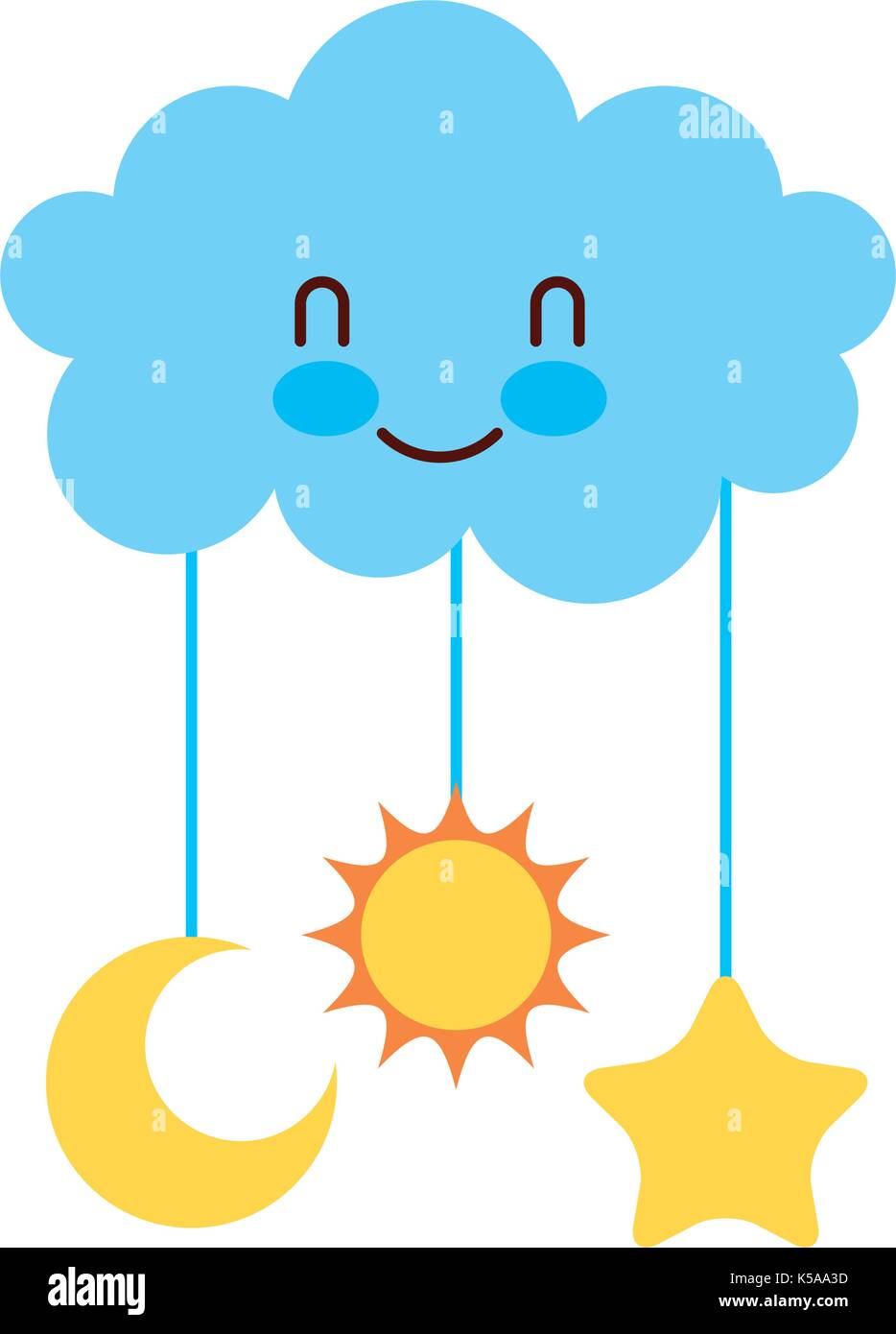 Cloud mignon et star lune soleil décoration de douche de bébé Image  Vectorielle Stock - Alamy