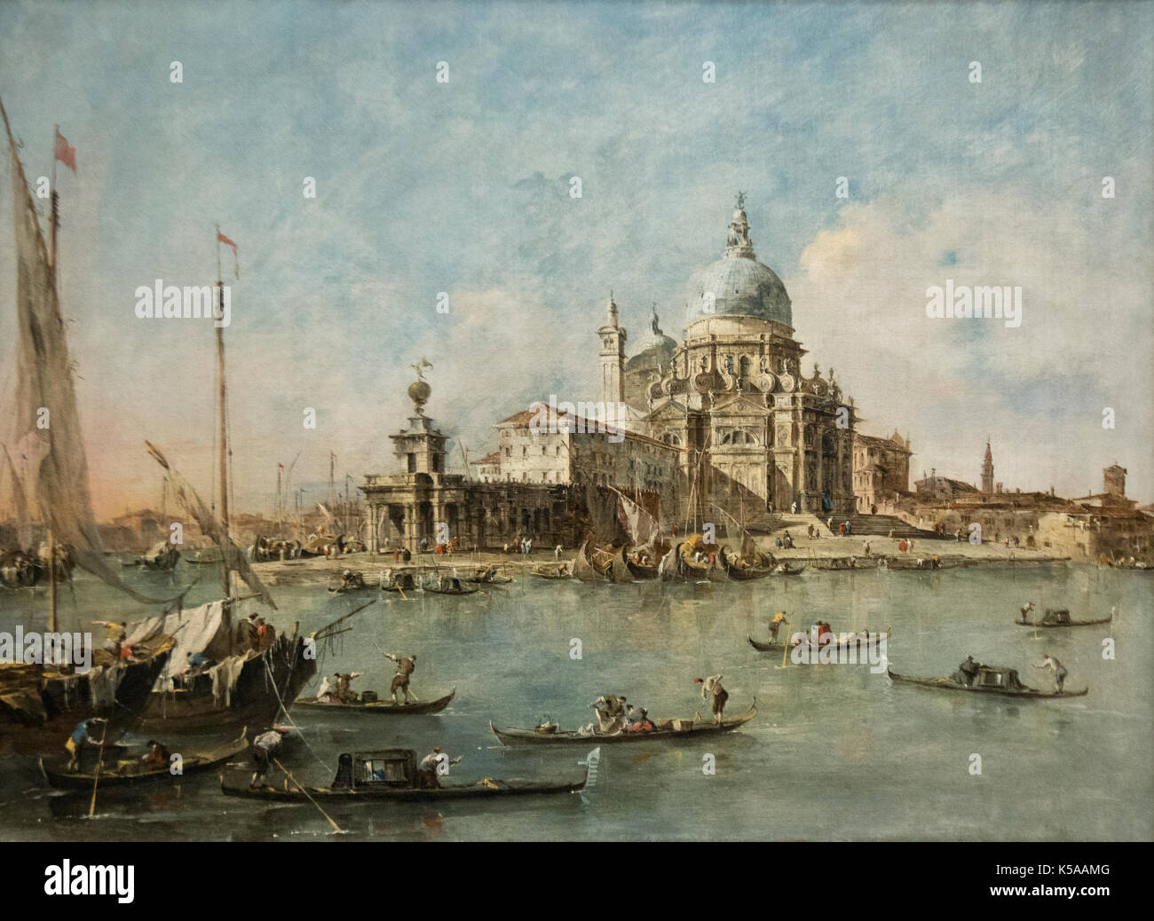 Francesco Guardi : la Punta della Dogana avec Santa Maria della Salute (1770) Banque D'Images